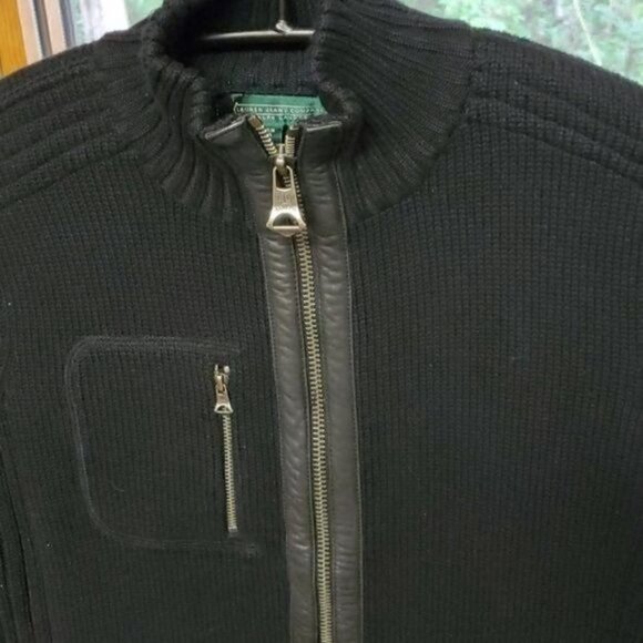 Ralph Lauren Lauren Jean Co Full‎ Zip Leather Embellishments Sweater Sz S Jacket - Picture 4 of 11
